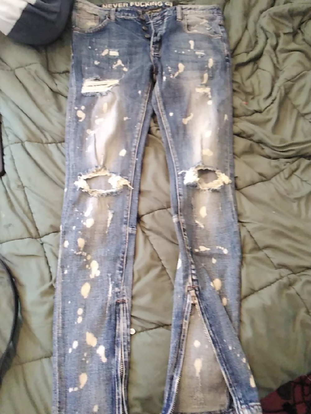 Unisex Darc Sport Sz 31 Ankle Zip  Tapered Distressed Paint-Splatter 165 Of 400